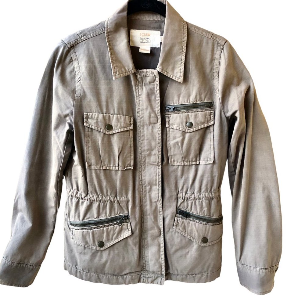 J. Crew Classic Twill Chino Field Jacket Women's XS Khaki Brown Utility Military
